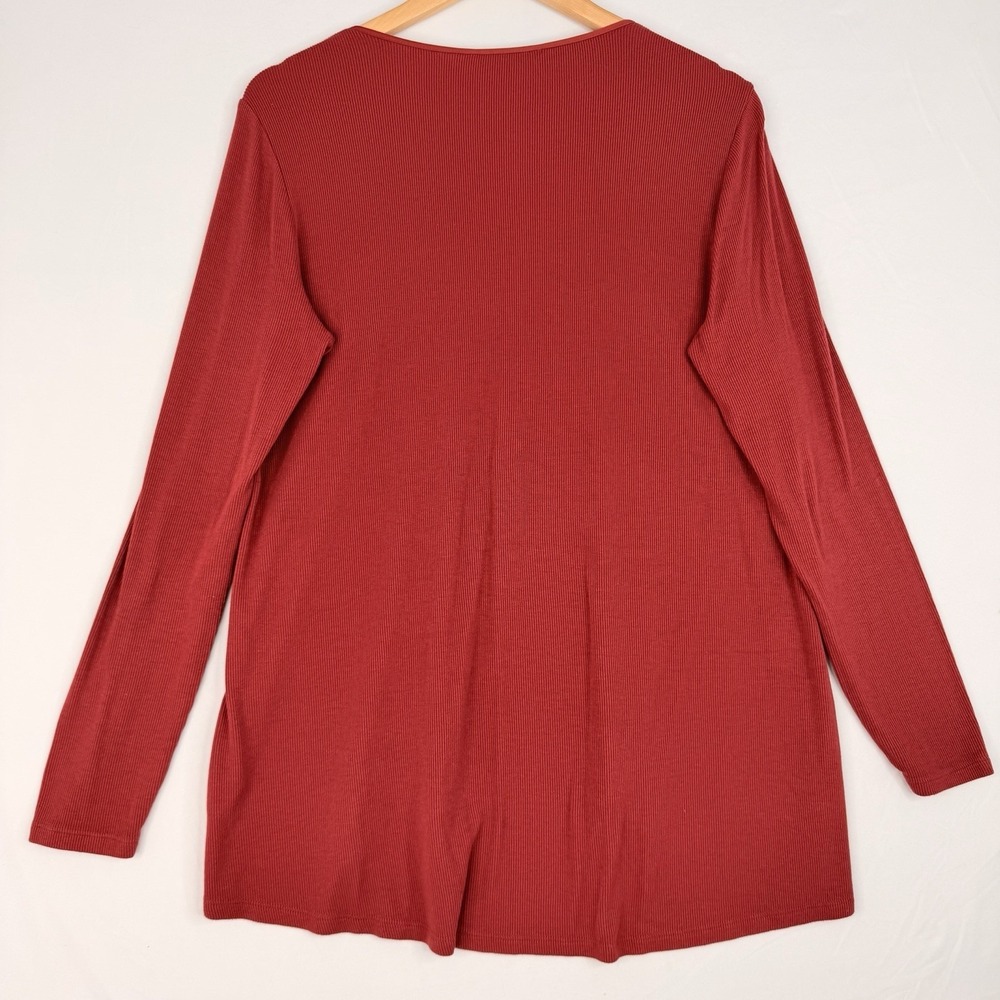 Soft Surroundings Alix Tunic Top Women's Medium Rust V-Neck Mix Media Lagenlook - Picture 9 of 10